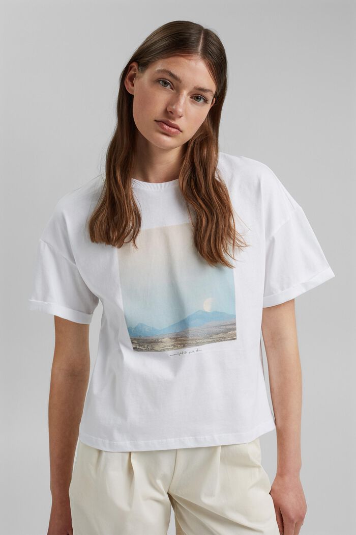 T-shirt z fotonadrukiem, 100% bawełny, WHITE, overview