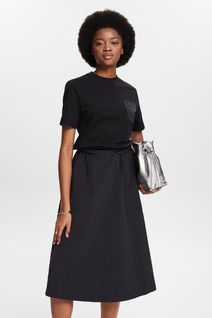 Sukienka midi z różnych materiałów, BLACK, detail image number 0