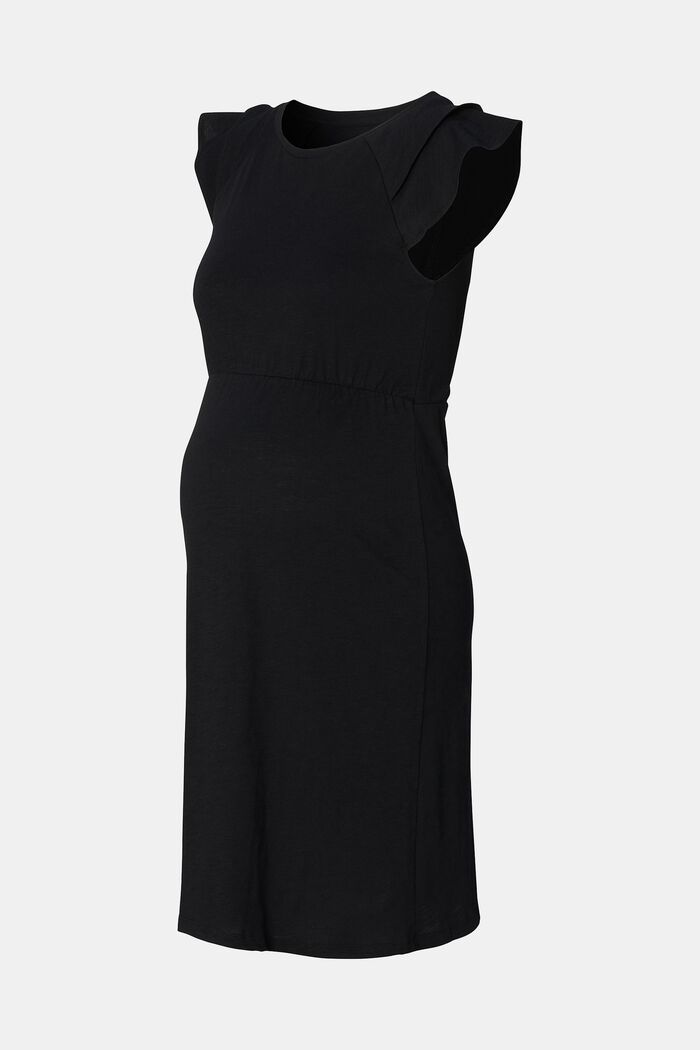 MATERNITY Ciążowa sukienka z jerseyu z funkcją karmienia, DEEP BLACK, detail image number 4
