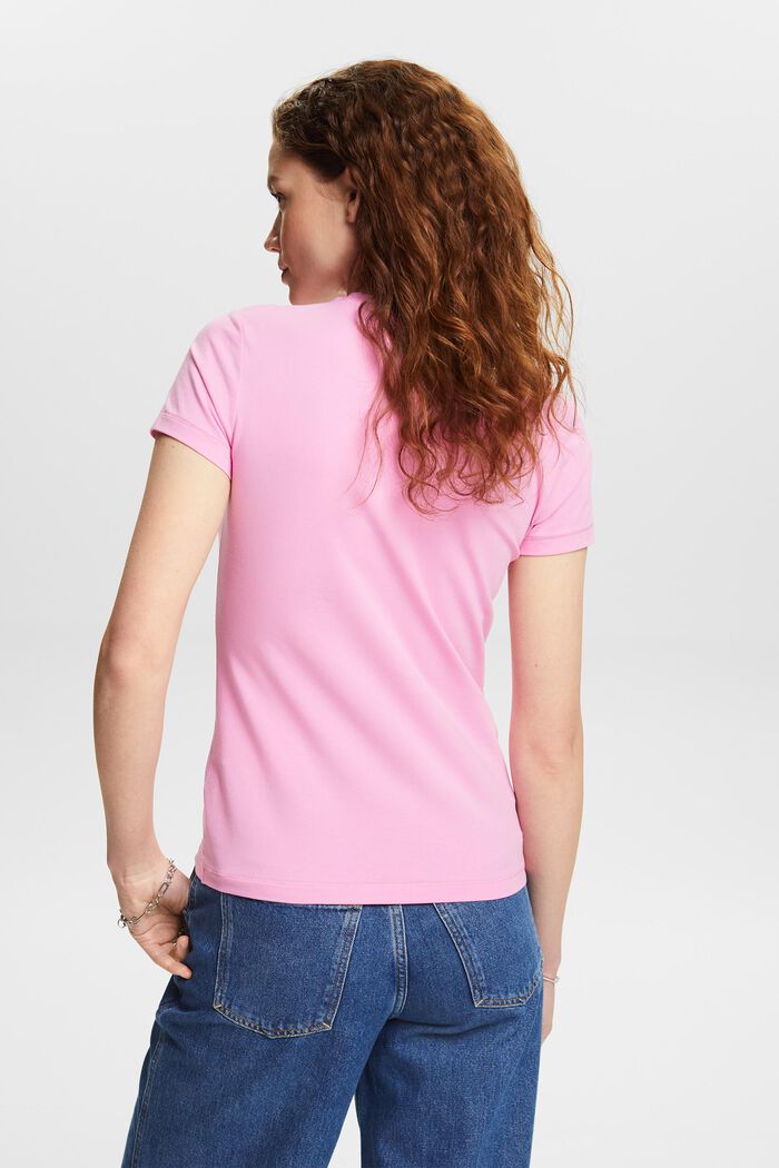 T-shirt z jerseyu z dekoltem serek, PINK, detail image number 2