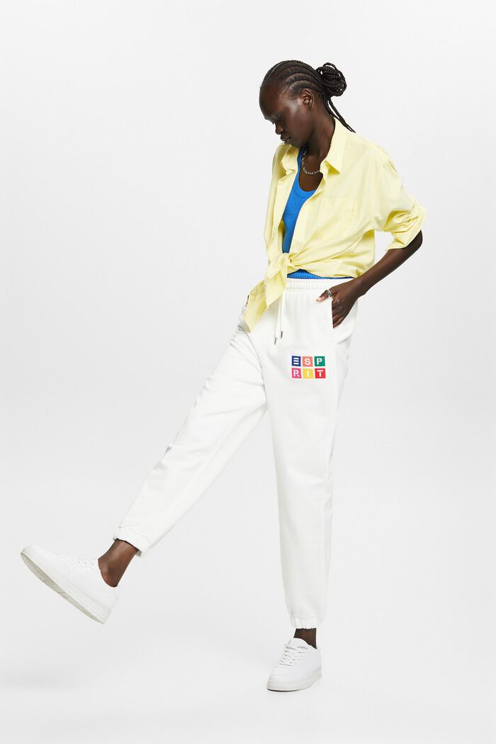 Spodnie dresowe z organicznej bawełny z haftowanym logo, OFF WHITE, detail image number 6