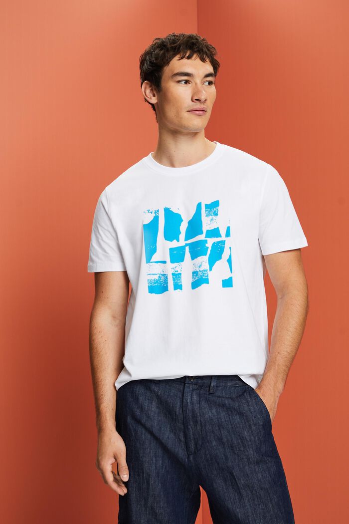 T-shirt z nadrukiem z przodu, 100% bawełny, WHITE, detail image number 0