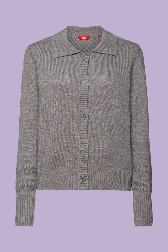 Sweter polo zapinany na guziki, BROWN GREY, detail image number 6