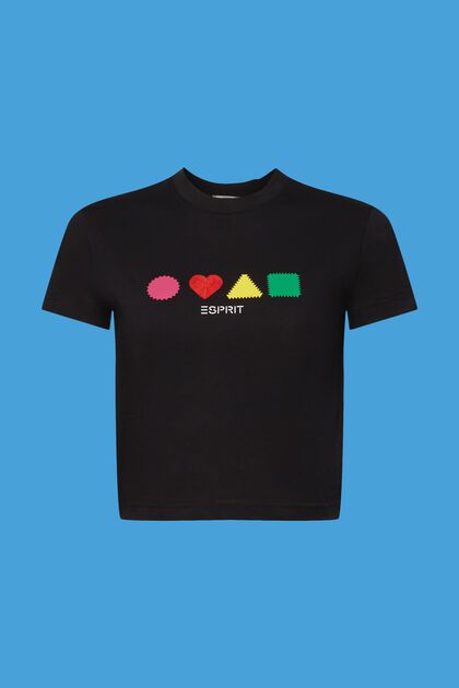 T-shirt z bawełny organicznej w geometryczny wzór