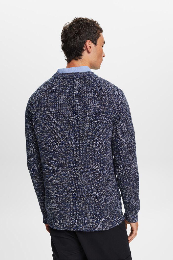 Bawełniany sweter z prążkowanej dzianiny, PETROL BLUE, detail image number 4
