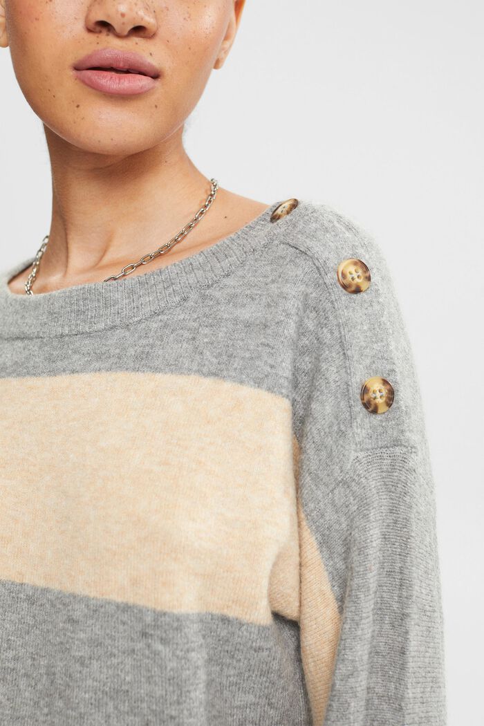 Z wełną: sweter w paski, MEDIUM GREY, detail image number 0