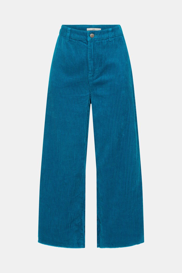 Spodnie sztruksowe z szerokimi, skróconymi nogawkami, TEAL BLUE, detail image number 2