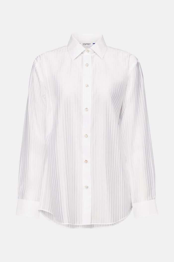 Koszula z półprzejrzystym wzorem w paski, WHITE, detail image number 6