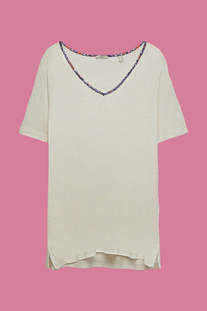 T-shirt z kwiatową lamówką, TENCEL™, fason CURVY, ICE, detail image number 2