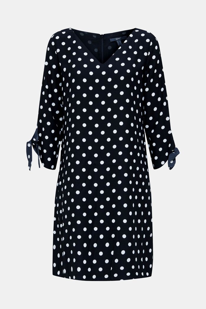 Sukienka z krepy z laserowo wyciętymi detalami, BLACK, detail image number 0