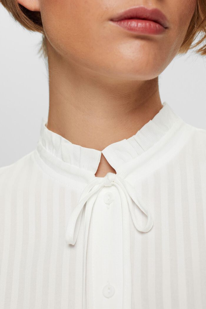 bluzka z marszczonym dekoltem, LENZING™ ECOVERO™, OFF WHITE, detail image number 0