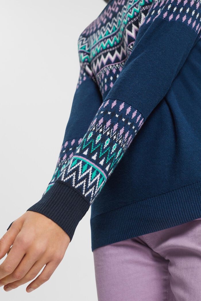 Żakardowy sweter, PETROL BLUE, detail image number 2