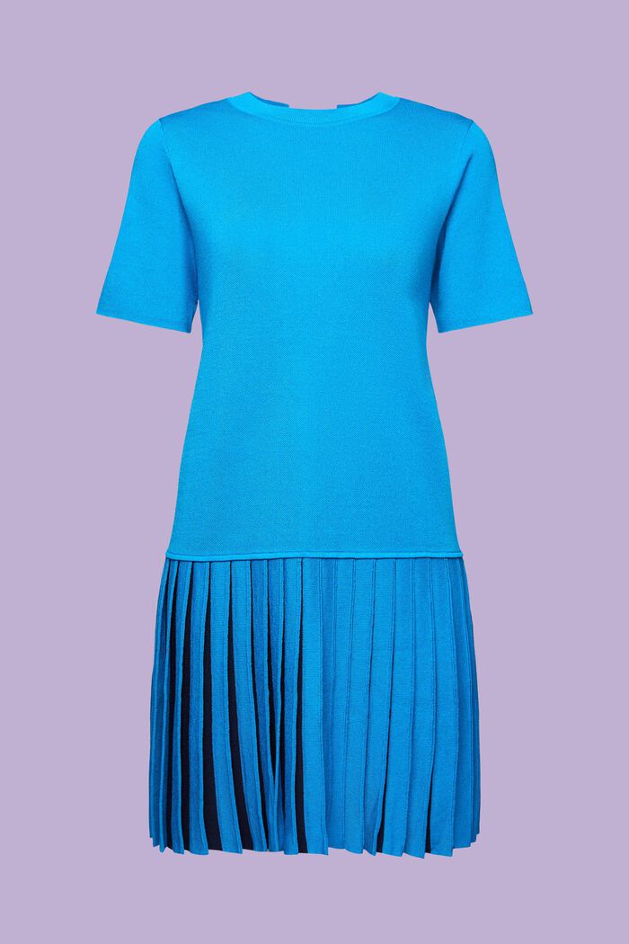 Plisowana koszulkowa sukienka mini, BLUE, detail image number 6