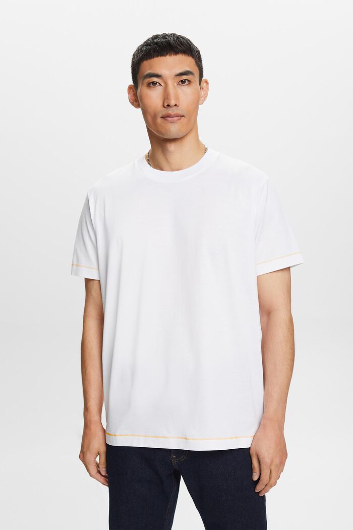 T-shirt z okrągłym dekoltem, 100% bawełny, WHITE, detail image number 0