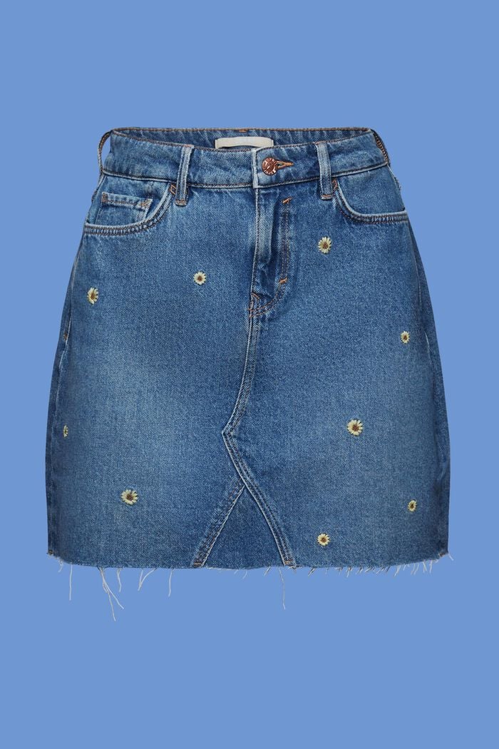 Haftowana dżinsowa spódniczka mini, BLUE LIGHT WASHED, detail image number 7