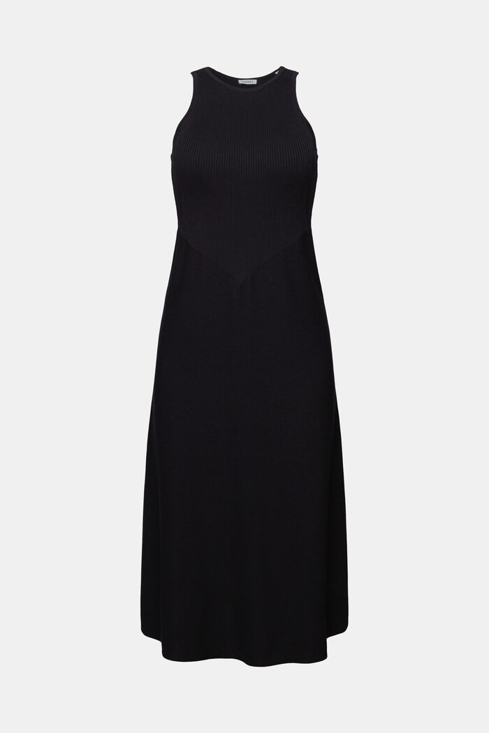 Prążkowana sukienka midi bez rękawów, BLACK, detail image number 6