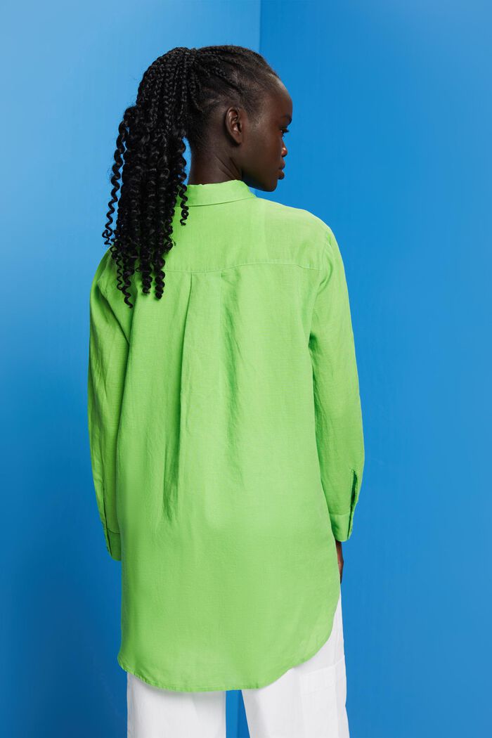 Koszula z mieszanki lnu i bawełny, GREEN, detail image number 3