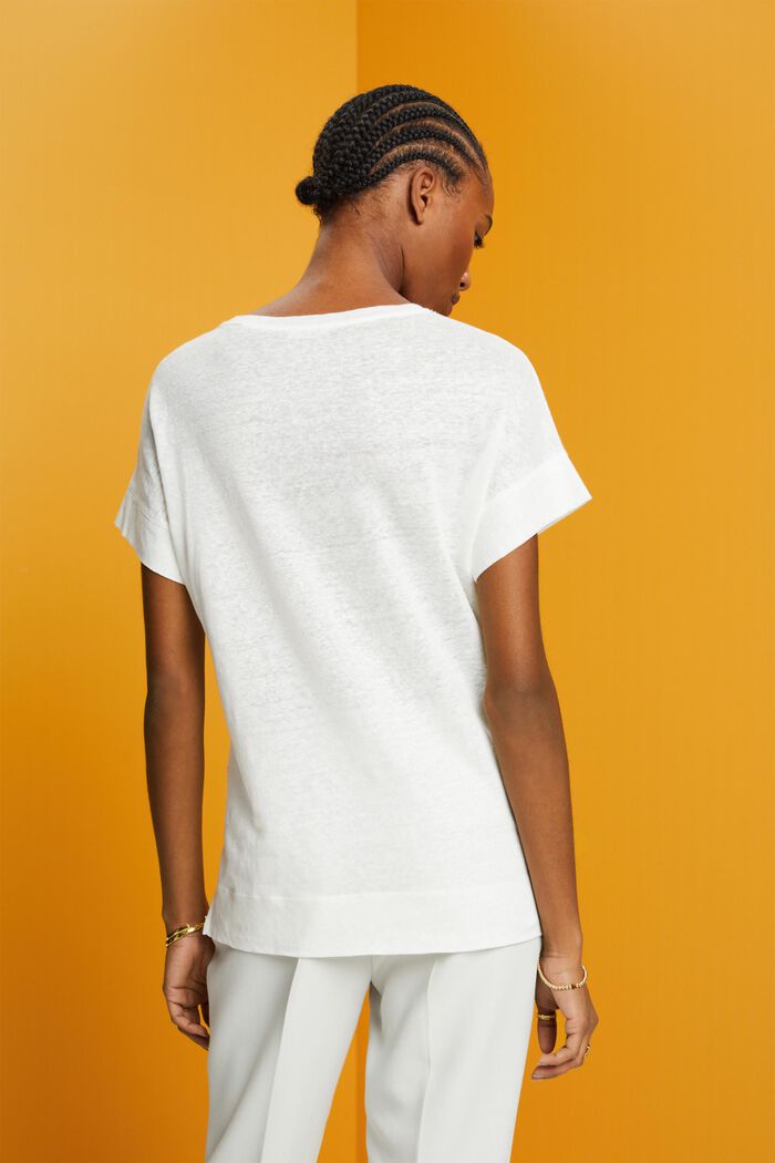 Lniany T-shirt, OFF WHITE, detail image number 3