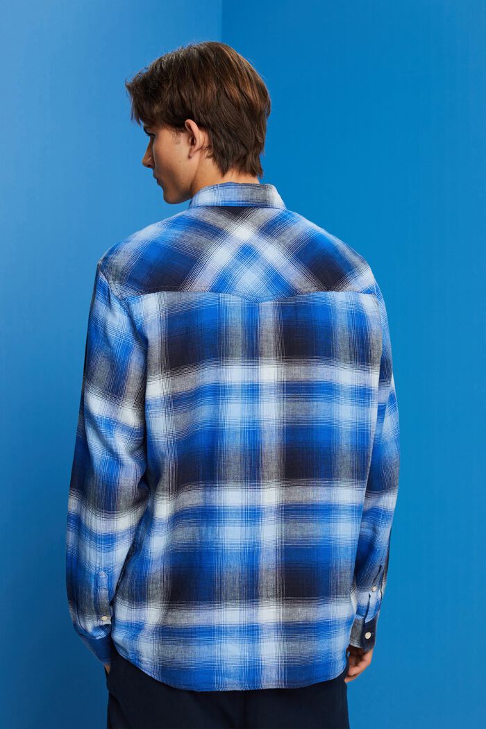 Koszula z tartanu z mieszanki bawełny i konopi w kratę, BLUE, detail image number 3