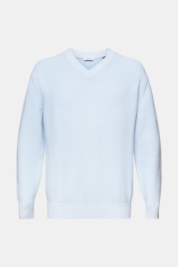 Bawełniany sweter z dekoltem w serek, LIGHT BLUE, detail image number 5