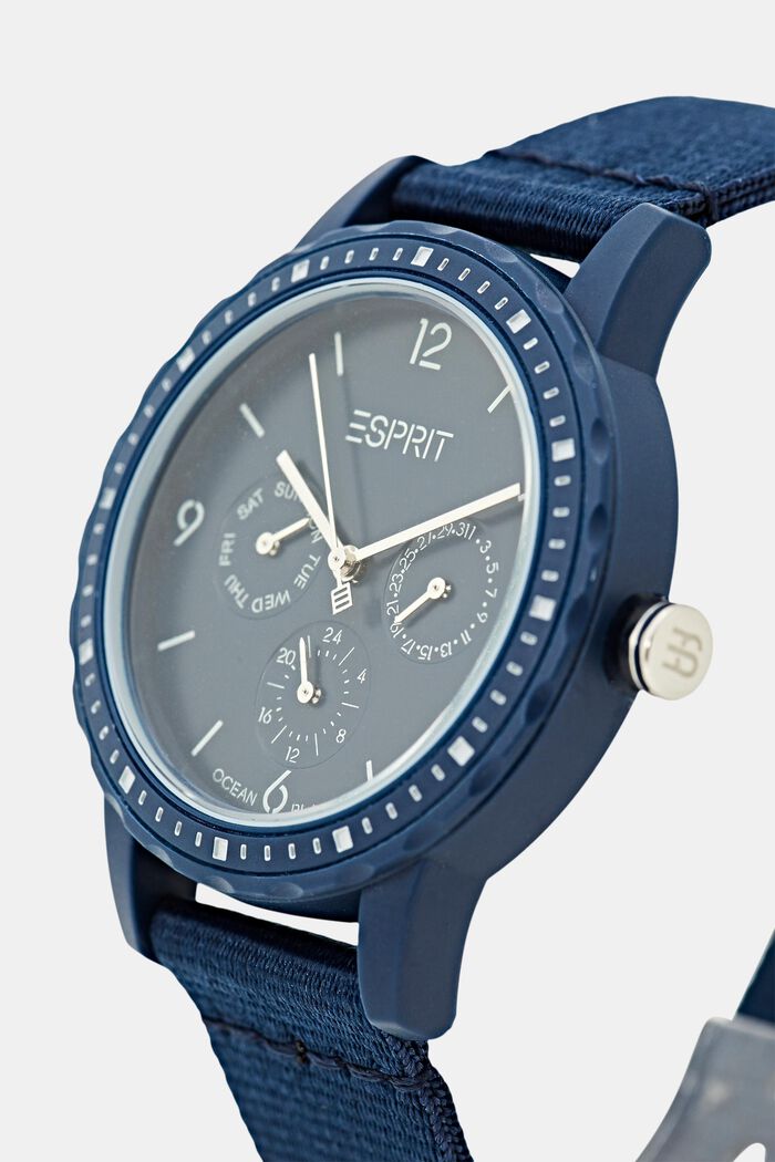 Z recyklingu: zegarek wielofunkcyjny z plastiku pochodzącego z mórz, BLUE, detail image number 1