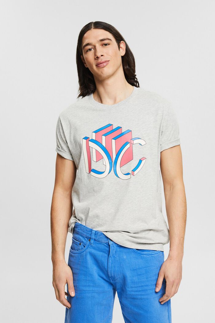 T-shirt z dżerseju z graficznym nadrukowanym logo 3D, LIGHT GREY, detail image number 0