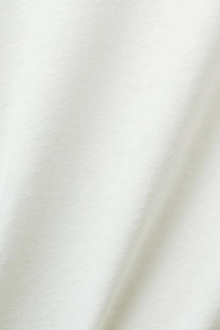 T-shirt z mieszanki bawełny i lnu, OFF WHITE, detail image number 5