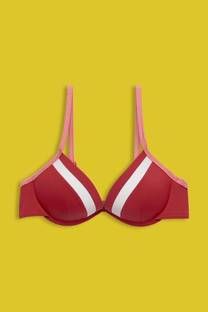 Trójkolorowa, wyściełana góra od bikini, DARK RED, detail image number 0