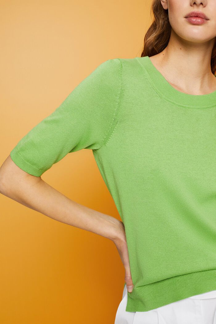 Sweter z krótkim rękawem, mieszanka bawełniana, GREEN, detail image number 2
