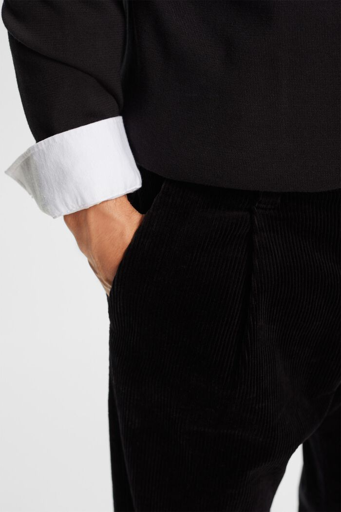 Sztruksowe spodnie z szerokimi nogawkami, BLACK, detail image number 2