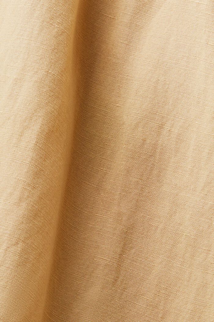 Sukienka midi z bufiastymi rękawami i paskiem, BEIGE, detail image number 4