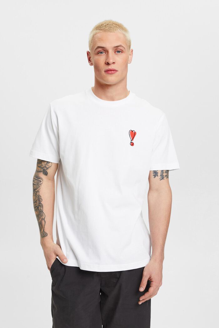 T-shirt ze zrównoważonej bawełny z motywem serca, WHITE, detail image number 0