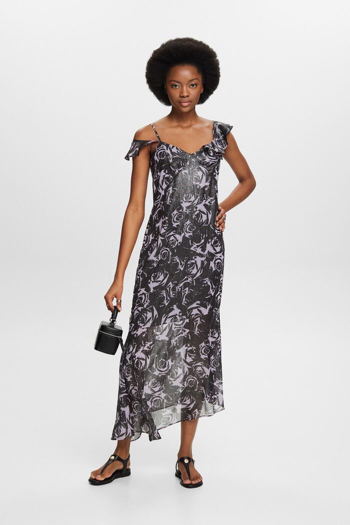 Szyfonowa sukienka maxi z nadrukiem, BLACK, detail image number 1