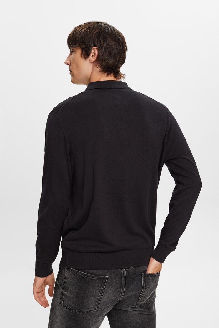 Dzianinowy sweter z kołnierzykiem polo, TENCEL™, BLACK, detail image number 3