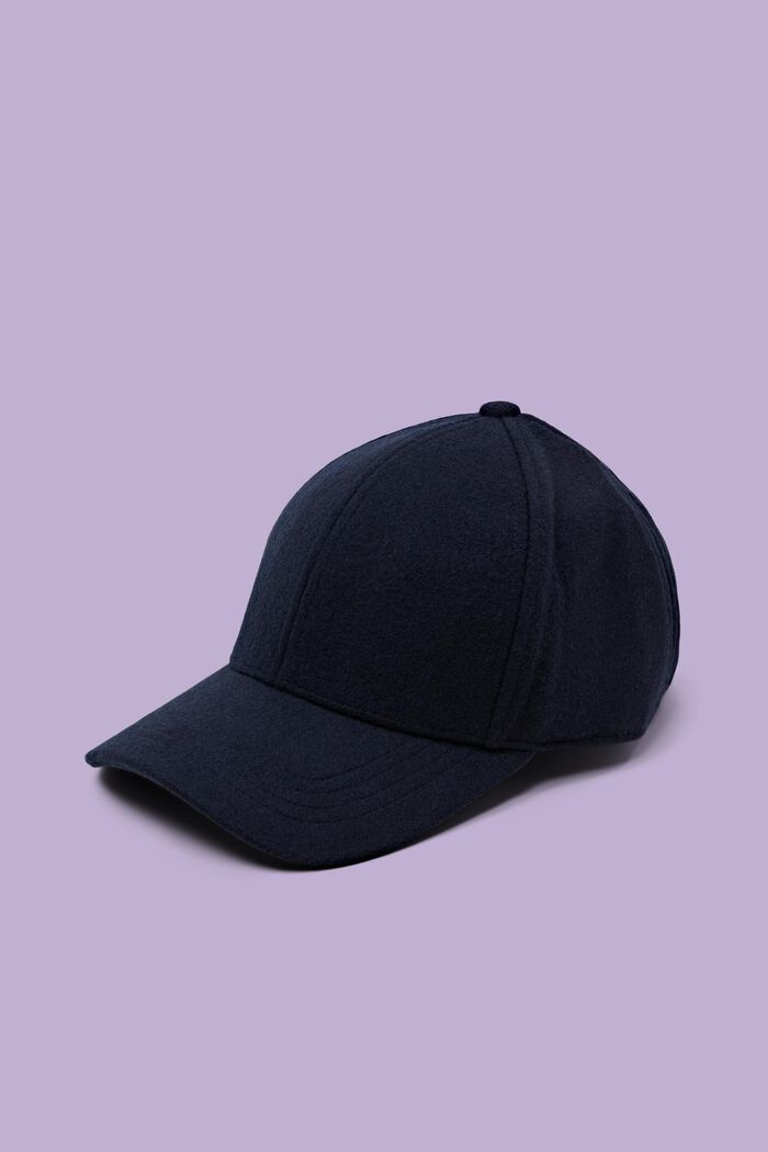Filcowa czapka z daszkiem z mieszanki wełnianej, DARK BLUE, detail image number 0