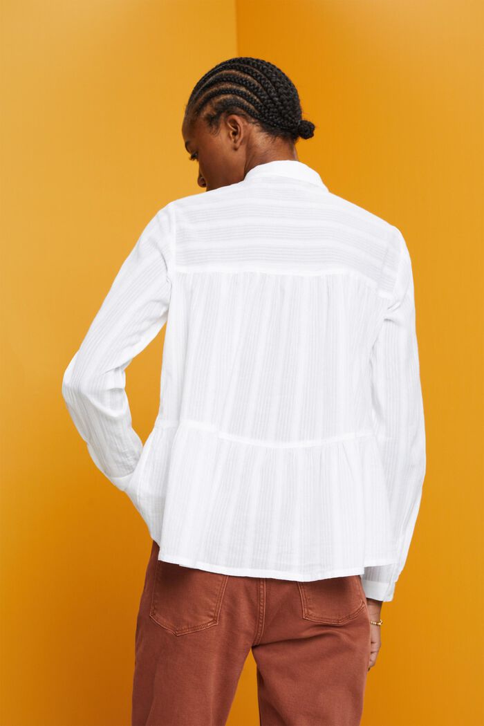 Bawełniana bluzka z falbanami, WHITE, detail image number 3