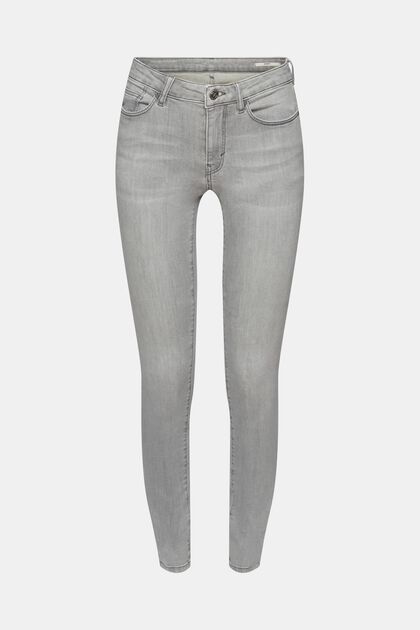 Dżinsy, fason mid rise skinny, GREY LIGHT WASHED, overview
