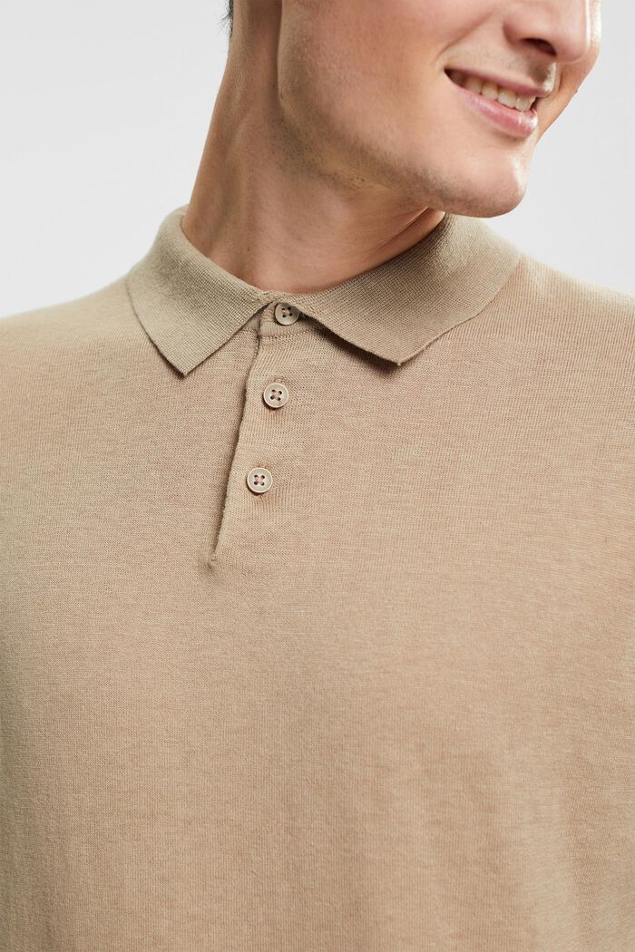 Z włóknem TENCEL™: koszulka polo z długim rękawem, PALE KHAKI, detail image number 0