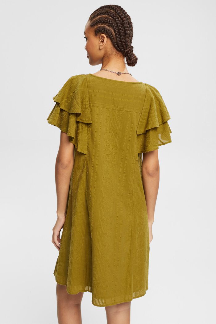 Sukienka z fakturowanej bawełny, OLIVE, detail image number 4