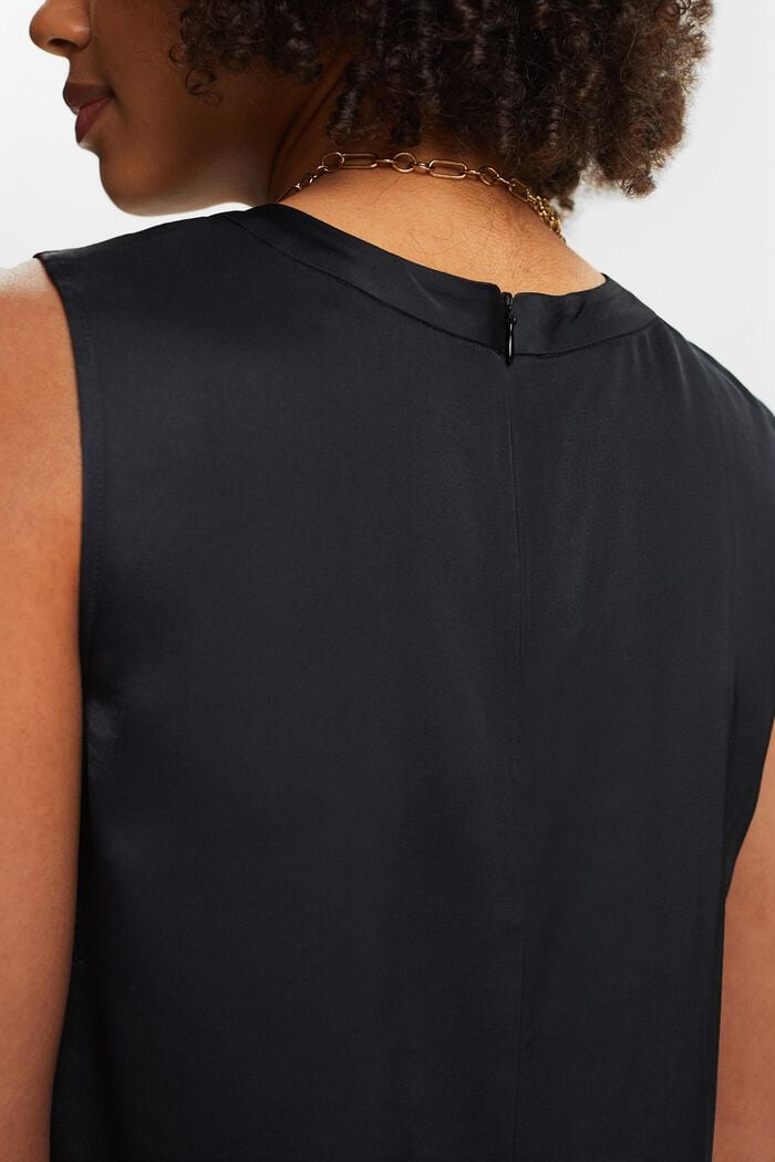 Satynowa bluzka bez rękawów, BLACK, detail image number 3