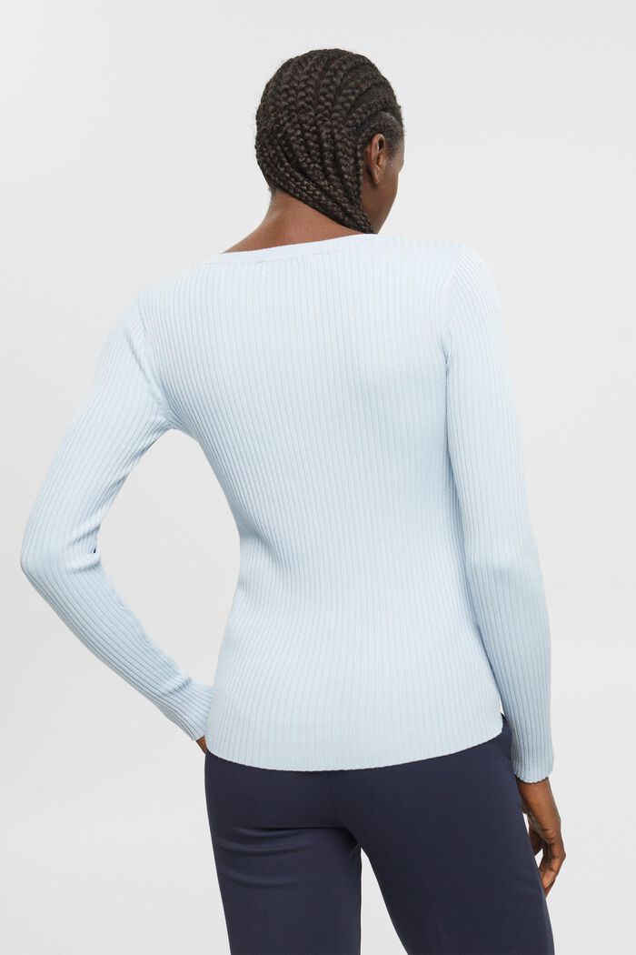 Prążkowany sweter, PASTEL BLUE, detail image number 3