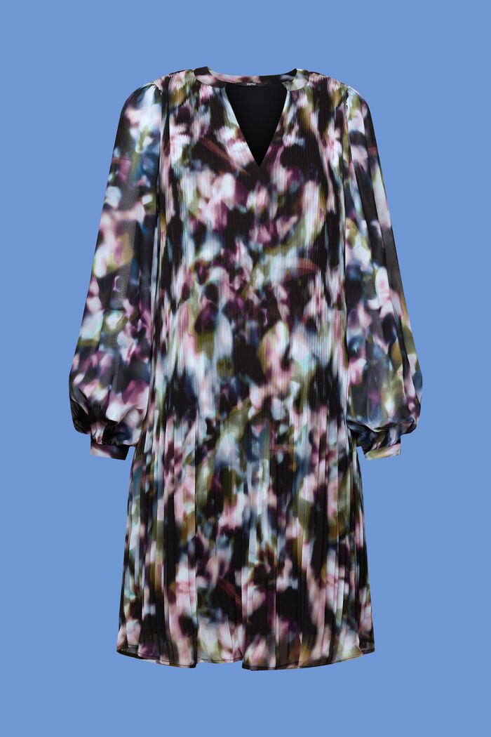 Plisowana sukienka mini ze wzorem, BLACK, detail image number 6