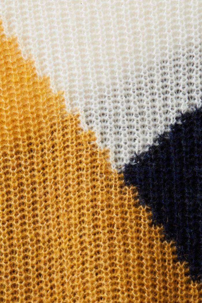 Sweter w bloki kolorów, mieszanka z wełną, BRASS YELLOW, detail image number 5