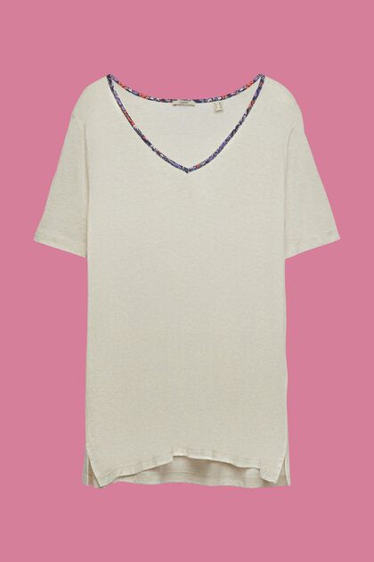 T-shirt z kwiatową lamówką, TENCEL™, fason CURVY