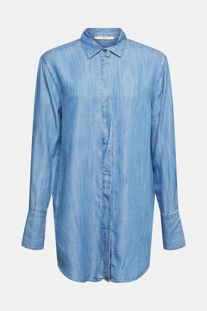 Z włókna TENCEL™: bluzka oversize w kolorze denimu, BLUE MEDIUM WASHED, detail image number 8