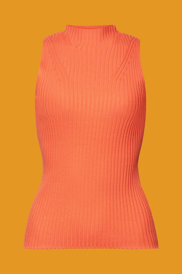 Prążkowany sweter bez rękawów, mieszanka lniana, CORAL ORANGE, detail image number 6