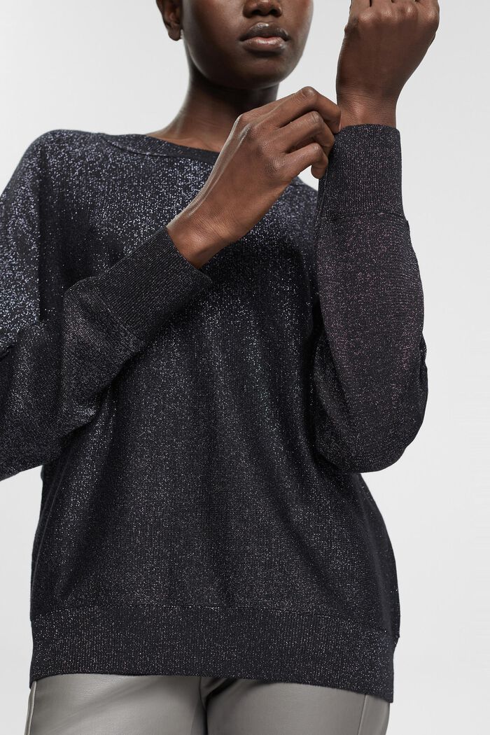 Sweter z efektownym połyskiem, BLACK, detail image number 4