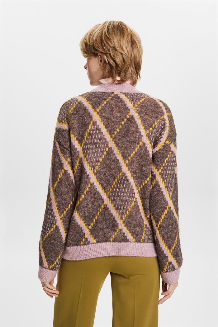 Sweter w kratkę z mieszanki wełnianej, TOFFEE, detail image number 3