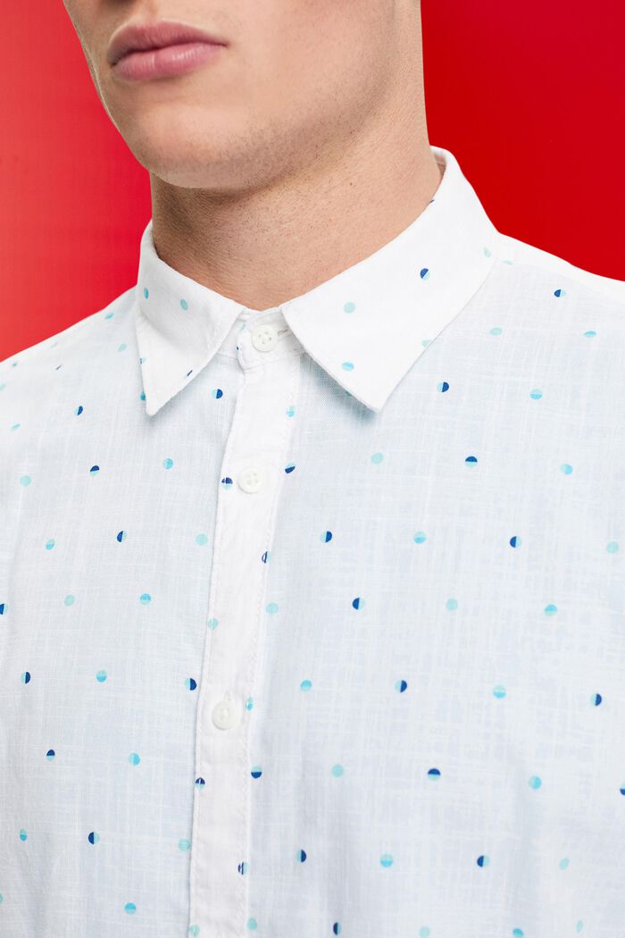 Koszula z węzełkowej bawełny we wzór w księżycowe kropki, WHITE, detail image number 2