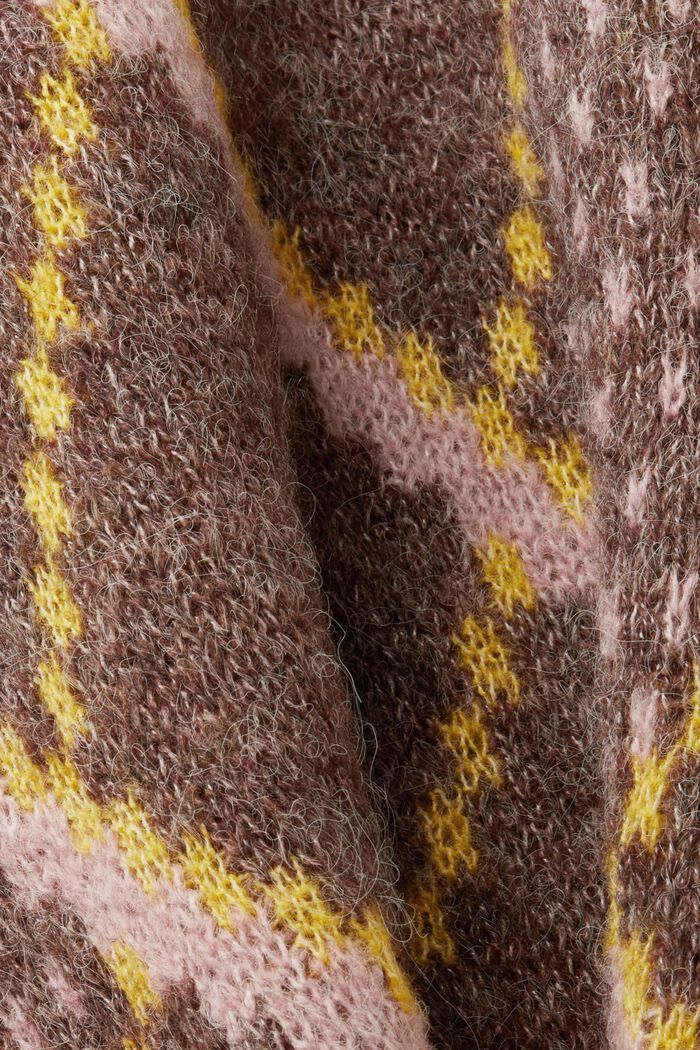 Sweter w kratkę z mieszanki wełnianej, TOFFEE, detail image number 5